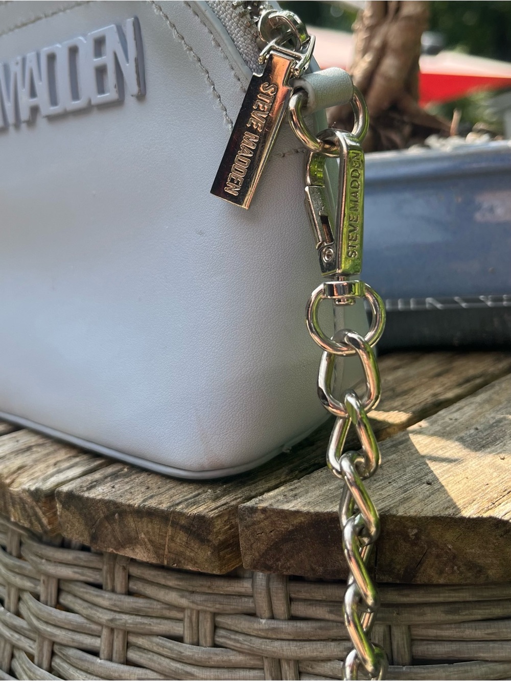Steve Madden Light Blue Mini Crossbody Bag w/ Chain & Statement Strap